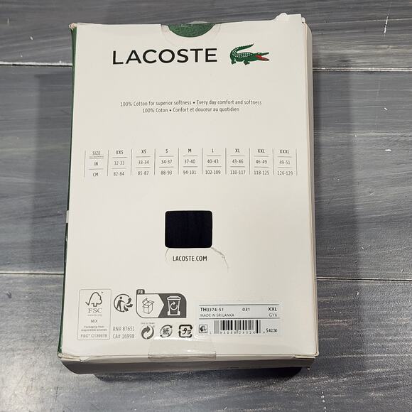 Lacoste Black V Neck T Shirts XXL Slim Fit 100% Cotton 3 Pack Open Box - Picture 6 of 6